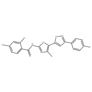 2,4-dichloro-N-[(2Z)-5-[3-(4-fluorophenyl)-1,2,4-oxadiazol-5-yl]-4-methyl-1,3-thiazol-2(3H)-ylidene]benzamide Structure