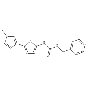 1-benzyl-3-(5-(1-methyl-1H-pyrazol-3-yl)-1,3,4-oxadiazol-2-yl)urea Structure