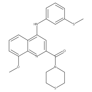 (8-Methoxy-4-((3-(methylthio)phenyl)amino)quinolin-2-yl)(thiomorpholino)methanone结构式