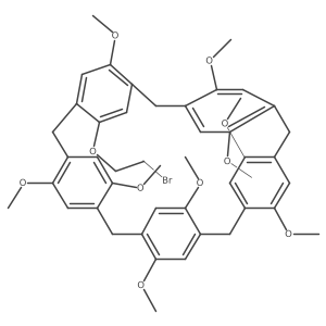 12-(2-Bromoethoxy)-15,32,35,52,55,72,75,92,95-nonamethoxy-1,3,5,7,9(1,4)-pentabenzenacyclodecaphane Structure