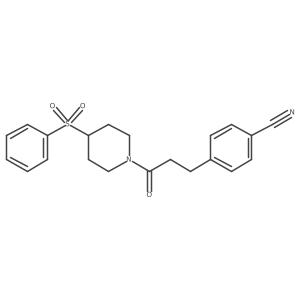4-(3-Oxo-3-(4-(phenylsulfonyl)piperidin-1-yl)propyl)benzonitrile Structure