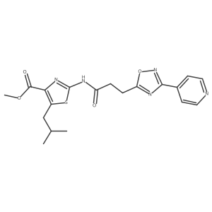Methyl 5-(2-methylpropyl)-2-({3-[3-(pyridin-4-yl)-1,2,4-oxadiazol-5-yl]propanoyl}amino)-1,3-thiazole-4-carboxylate结构式