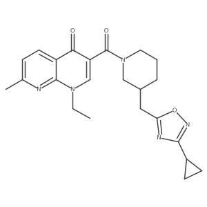 3-(3-((3-cyclopropyl-1,2,4-oxadiazol-5-yl)methyl)piperidine-1-carbonyl)-1-ethyl-7-methyl-1,8-naphthyridin-4(1H)-one Structure