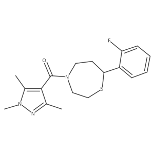(7-(2-fluorophenyl)-1,4-thiazepan-4-yl)(1,3,5-trimethyl-1H-pyrazol-4-yl)methanone Structure