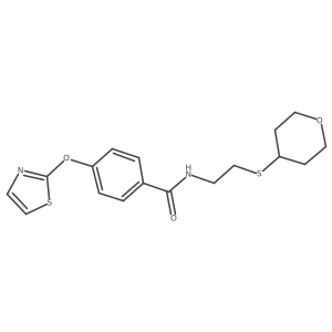 N-[2-(oxan-4-ylsulfanyl)ethyl]-4-(1,3-thiazol-2-yloxy)benzamide结构式