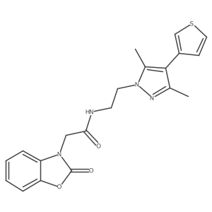 N-(2-(3,5-dimethyl-4-(thiophen-3-yl)-1H-pyrazol-1-yl)ethyl)-2-(2-oxobenzo[d]oxazol-3(2H)-yl)acetamide结构式
