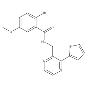 2-bromo-5-methoxy-N-((3-(thiophen-2-yl)pyrazin-2-yl)methyl)benzamide结构式