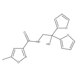 N-(2-(furan-2-yl)-2-hydroxy-2-(thiophen-2-yl)ethyl)-5-methylisoxazole-3-carboxamide结构式