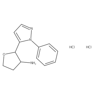 2-(1-phenyl-1H-pyrazol-5-yl)oxolan-3-amine dihydrochloride结构式