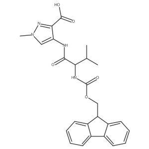 4-[(2S)-2-({[(9H-fluoren-9-yl)methoxy]carbonyl}amino)-3-methylbutanamido]-1-methyl-1H-pyrazole-3-carboxylic acid Structure