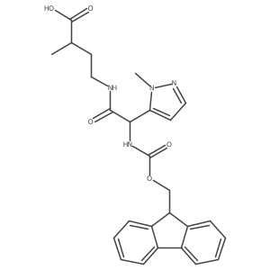 4-[2-({[(9H-fluoren-9-yl)methoxy]carbonyl}amino)-2-(1-methyl-1H-pyrazol-5-yl)acetamido]-2-methylbutanoic acid Structure