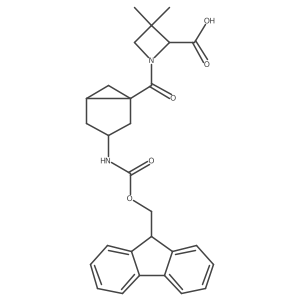 rac-1-[(1R,3R,5R)-3-({[(9H-fluoren-9-yl)methoxy]carbonyl}amino)bicyclo[3.1.0]hexane-1-carbonyl]-3,3-dimethylazetidine-2-carboxylic acid Structure