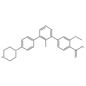 2-Methoxy-4-[4-methyl-5-(4-piperazin-1-ylphenyl)pyridin-3-yl]benzamide结构式