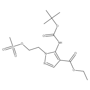 ethyl 5-{[(tert-butoxy)carbonyl]amino}-1-[2-(methanesulfonyloxy)ethyl]-1H-pyrazole-4-carboxylate结构式