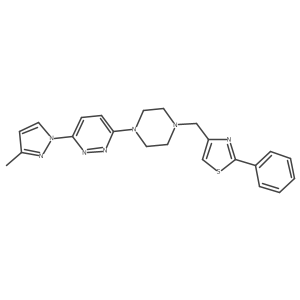 3-(3-methyl-1H-pyrazol-1-yl)-6-{4-[(2-phenyl-1,3-thiazol-4-yl)methyl]piperazin-1-yl}pyridazine Structure