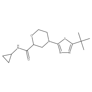 4-(5-tert-butyl-1,3,4-thiadiazol-2-yl)-N-cyclopropylmorpholine-2-carboxamide结构式