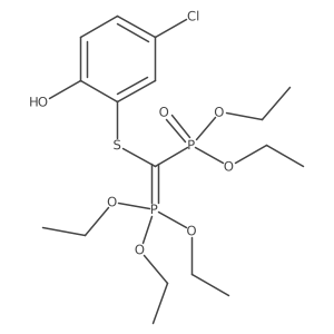 Phosphonic acid, [[(5-chloro-2-hydroxyphenyl)thio](triethoxyphosphoranylidene)methyl]-, diethyl ester结构式