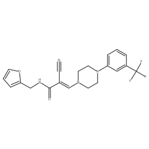 (E)-2-cyano-N-(furan-2-ylmethyl)-3-(4-(3-(trifluoromethyl)phenyl)piperazin-1-yl)acrylamide结构式