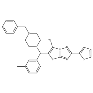 5-((4-Benzylpiperazin-1-yl)(m-tolyl)methyl)-2-(furan-2-yl)thiazolo[3,2-b][1,2,4]triazol-6-ol Structure