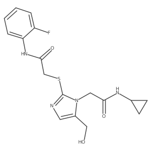 N-cyclopropyl-2-(2-((2-((2-fluorophenyl)amino)-2-oxoethyl)thio)-5-(hydroxymethyl)-1H-imidazol-1-yl)acetamide Structure