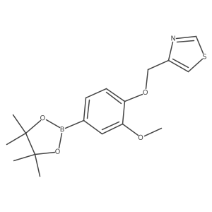 4-[[2-Methoxy-4-(4,4,5,5-tetramethyl-1,3,2-dioxaborolan-2-yl)phenoxy]methyl]thiazole结构式