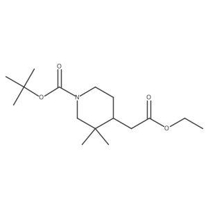 Tert-butyl 4-(2-ethoxy-2-oxoethyl)-3,3-dimethylpiperidine-1-carboxylate结构式