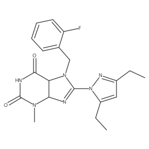 8-(3,5-Diethylpyrazol-1-yl)-7-[(2-fluorophenyl)methyl]-3-methyl-4,5-dihydropurine-2,6-dione结构式