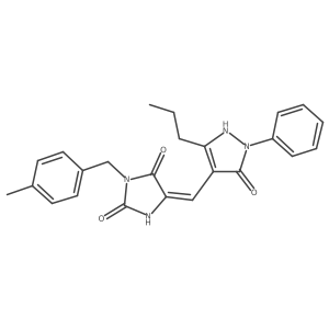5-[(5-Hydroxy-1-phenyl-3-propyl-1H-pyrazol-4-yl)methylene]-3-[(4-methylphenyl)methyl]-2,4-imidazolidinedione Structure