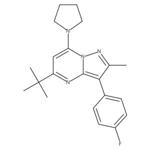 1-[5-Tert-butyl-3-(4-fluorophenyl)-2-methylpyrazolo[1,5-a]pyrimidin-7-yl]pyrrolidine结构式