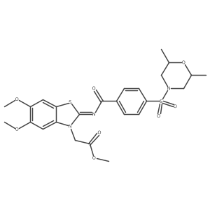 (Z)-methyl 2-(2-((4-((2,6-dimethylmorpholino)sulfonyl)benzoyl)imino)-5,6-dimethoxybenzo[d]thiazol-3(2H)-yl)acetate结构式