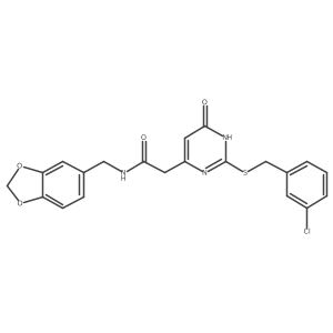 N-(benzo[d][1,3]dioxol-5-ylmethyl)-2-(2-((3-chlorobenzyl)thio)-6-oxo-1,6-dihydropyrimidin-4-yl)acetamide Structure