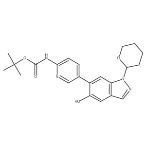 tert-Butyl 5-(5-hydroxy-1-(tetrahydro-2H-pyran-2-yl)-1H-indazol-6-yl)pyridin-2-ylcarbamate结构式