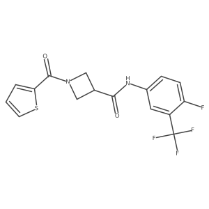 N-[4-fluoro-3-(trifluoromethyl)phenyl]-1-(thiophene-2-carbonyl)azetidine-3-carboxamide结构式