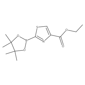 4-Thiazolecarboxylic acid, 2-(4,4,5,5-tetramethyl-1,3,2-dioxaborolan-2-yl)-, ethyl ester结构式