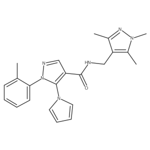 1-(2-methylphenyl)-5-(1H-pyrrol-1-yl)-N-[(1,3,5-trimethyl-1H-pyrazol-4-yl)methyl]-1H-pyrazole-4-carboxamide结构式