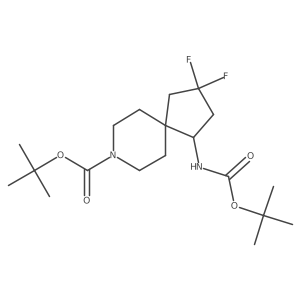 (R)-tert-Butyl 1-((tert-butoxycarbonyl)amino)-3,3-difluoro-8-azaspiro[4.5]decane-8-carboxylate结构式