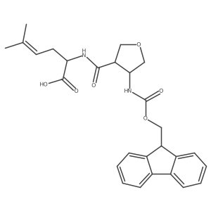 2-{[4-({[(9H-fluoren-9-yl)methoxy]carbonyl}amino)oxolan-3-yl]formamido}-5-methylhex-4-enoic acid Structure