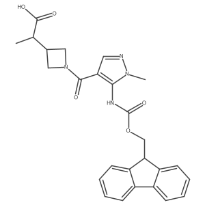 2-{1-[5-({[(9H-fluoren-9-yl)methoxy]carbonyl}amino)-1-methyl-1H-pyrazole-4-carbonyl]azetidin-3-yl}propanoic acid Structure