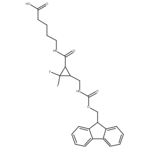 5-({3-[({[(9H-fluoren-9-yl)methoxy]carbonyl}amino)methyl]-2,2-difluorocyclopropyl}formamido)pentanoic acid Structure