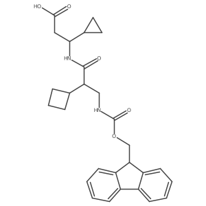 3-[2-cyclobutyl-3-({[(9H-fluoren-9-yl)methoxy]carbonyl}amino)propanamido]-3-cyclopropylpropanoic acid Structure