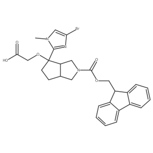 2-{[4-(4-bromo-1-methyl-1H-imidazol-2-yl)-2-{[(9H-fluoren-9-yl)methoxy]carbonyl}-octahydrocyclopenta[c]pyrrol-4-yl]oxy}acetic acid Structure