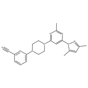 6-{4-[6-(3,5-dimethyl-1H-pyrazol-1-yl)-2-methylpyrimidin-4-yl]piperazin-1-yl}pyridine-2-carbonitrile结构式
