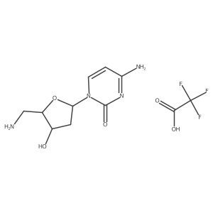 4-amino-1-[(2R,4S,5R)-5-(aminomethyl)-4-hydroxyoxolan-2-yl]-1,2-dihydropyrimidin-2-one; trifluoroacetic acid结构式
