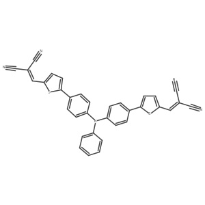 2,2'-((((Phenylazanediyl)bis(4,1-phenylene))bis(thiophene-5,2-diyl))bis(methaneylylidene))dimalononitrile Structure