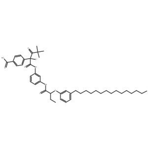 4-[1-Chloro-3,3-dimethyl-2-oxo-1-[[[3-[[1-oxo-2-(3-pentadecylphenoxy)butyl]amino]phenyl]amino]carbonyl]butyl]benzoic acid结构式