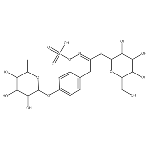 [(2S,3R,4S,5S,6R)-3,4,5-trihydroxy-6-(hydroxymethyl)oxan-2-yl] N-sulfooxy-2-[4-[(2S,3R,4R,5R,6S)-3,4,5-trihydroxy-6-methyloxan-2-yl]oxyphenyl]ethanimidothioate Structure
