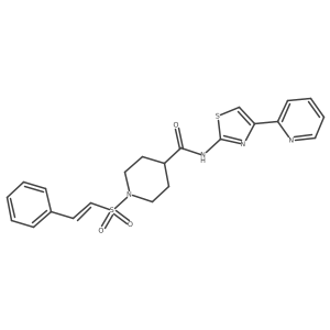 1-(2-phenylethenesulfonyl)-N-[4-(pyridin-2-yl)-1,3-thiazol-2-yl]piperidine-4-carboxamide结构式