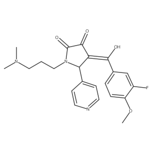 (4E)-1-[3-(dimethylamino)propyl]-4-[(3-fluoro-4-methoxyphenyl)-hydroxymethylidene]-5-pyridin-4-ylpyrrolidine-2,3-dione结构式