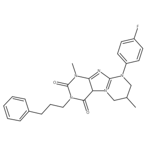 9-(4-Fluorophenyl)-1,7-dimethyl-3-(3-phenylpropyl)-4a,6,7,8-tetrahydropurino[7,8-a]pyrimidin-5-ium-2,4-dione结构式