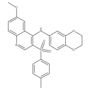 N-(2,3-dihydrobenzo[b][1,4]dioxin-6-yl)-6-methoxy-3-tosylquinolin-4-amine结构式